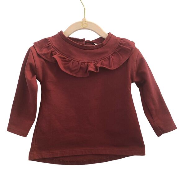 Carter’s Girl's Ruffle Front Pullover Sweatshirt, Burgundy Red, 18 Months - Picture 1 of 5